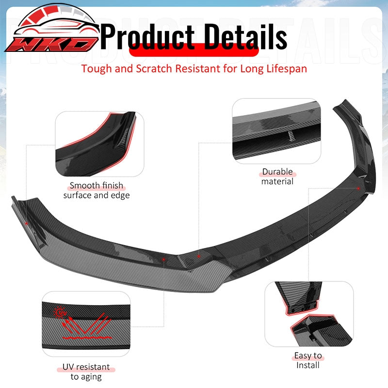 Fits 2017¨C2020 Audi S3 A3 8V S-Line Front Bumper Lip Spoiler Carbon Fiber Print
