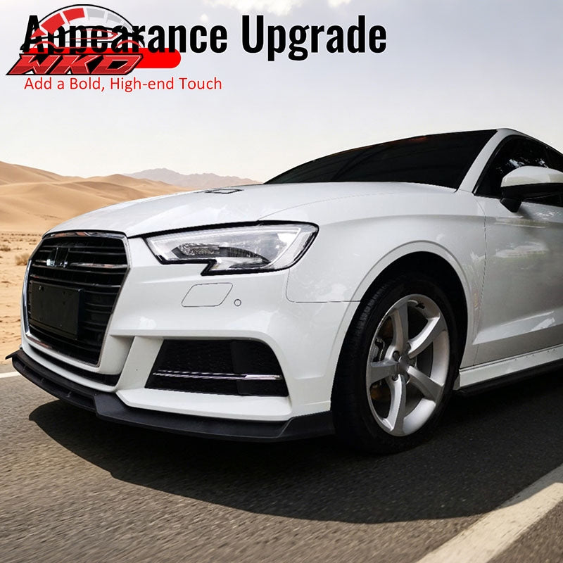 Fits 2017¨C2020 Audi S3 A3 8V S-Line IKON Front Bumper Lip Spoiler Gloss Black PP
