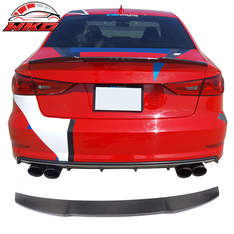 Fits 15-17 Audi S3 8V Sedan JC Style Rear Trunk Spoiler Wing Matte Carbon Fiber