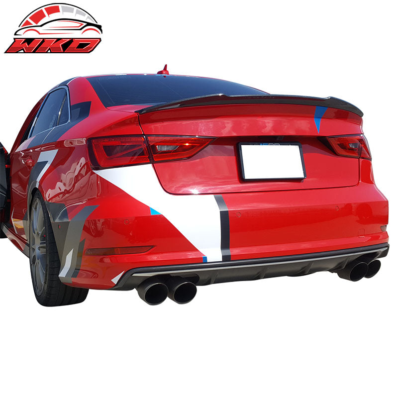 Fits 15-17 Audi S3 8V Sedan 4-Door JC Style Carbon Fiber CF Rear Trunk Spoiler