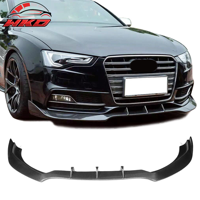 Fit 12-16 Audi S5 Facelift B8 JC Style Front Bumper Lip Matte Carbon Fiber