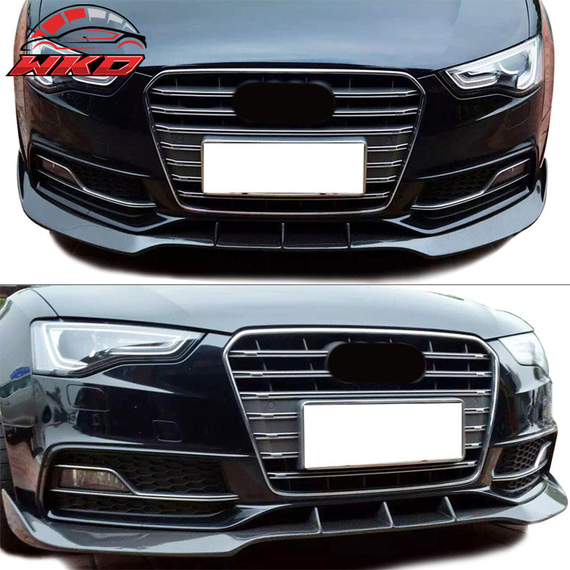 Fit 12-16 Audi S5 Facelift B8 JC Style Front Bumper Lip Matte Carbon Fiber
