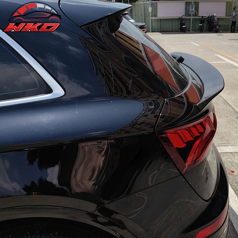 Fits 18-25 Audi SQ5 Q5 PHEV DuckBill ABS Add-on Trunk Spoiler Carbon Fiber Print
