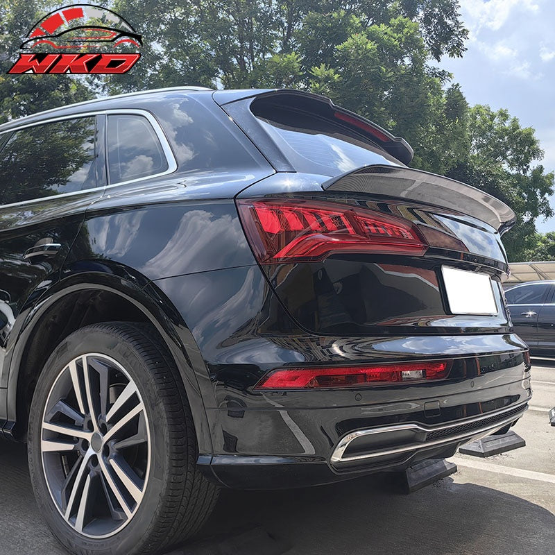 Fits 18-25 Audi SQ5 Q5 PHEV DuckBill ABS Add-on Trunk Spoiler Carbon Fiber Print