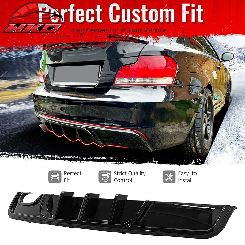 Fits 08-13 BMW 1-Series E82 E88 M Performance Rear Diffuser W/ LED Gloss Black
