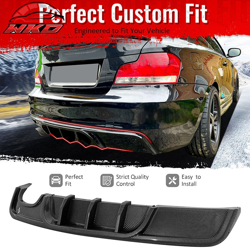 For 08-13 BMW 1-Series E82 E88 MP Style Rear Diffuser Lip ABS Carbon Fiber Print