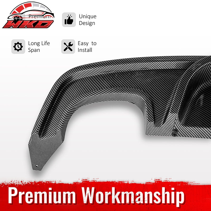 For 08-13 BMW 1-Series E82 E88 MP Style Rear Diffuser Lip ABS Carbon Fiber Print