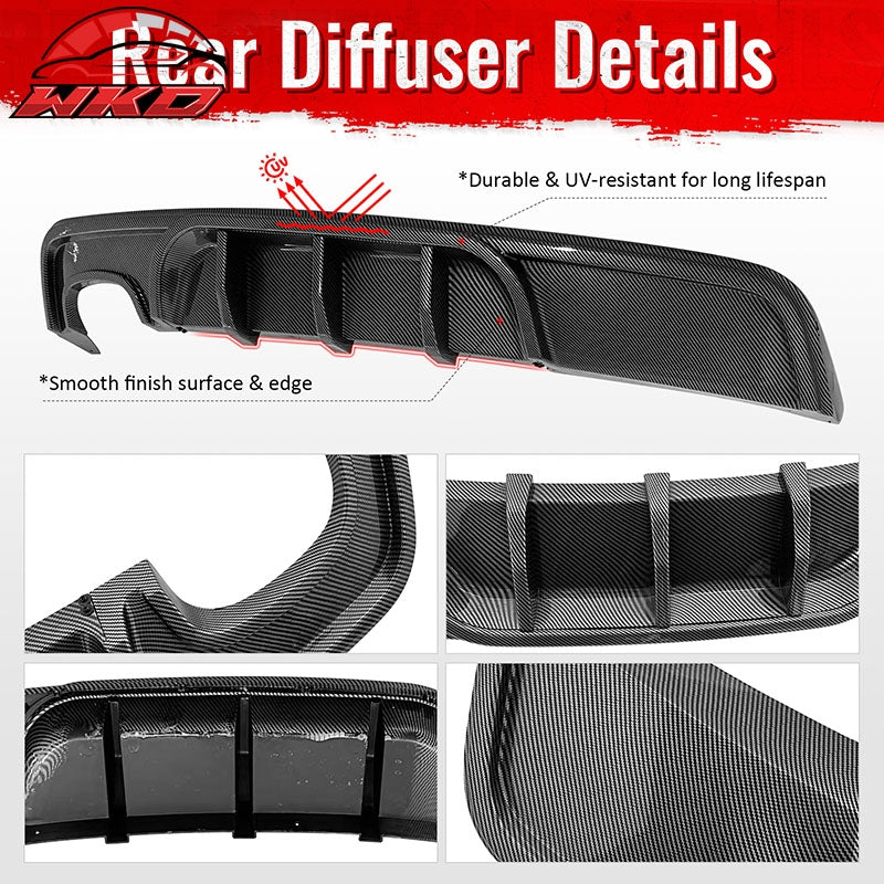 For 08-13 BMW 1-Series E82 E88 MP Style Rear Diffuser Lip ABS Carbon Fiber Print