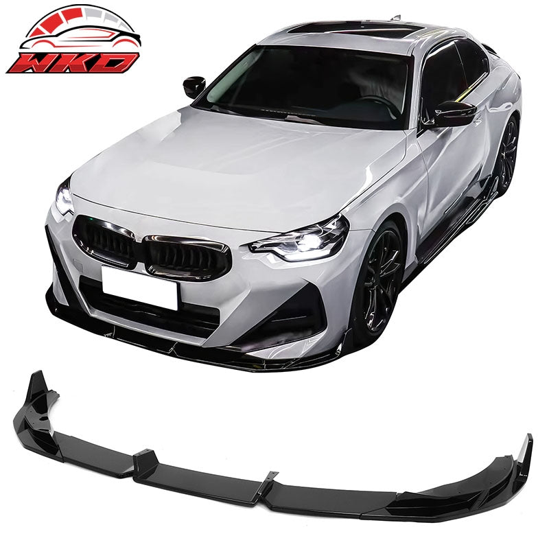 Wholesale 22-26 BMW 2-Series G42 IKON Front Bumper Lip Chin Spoiler Gloss Black ABS - Wikond Auto