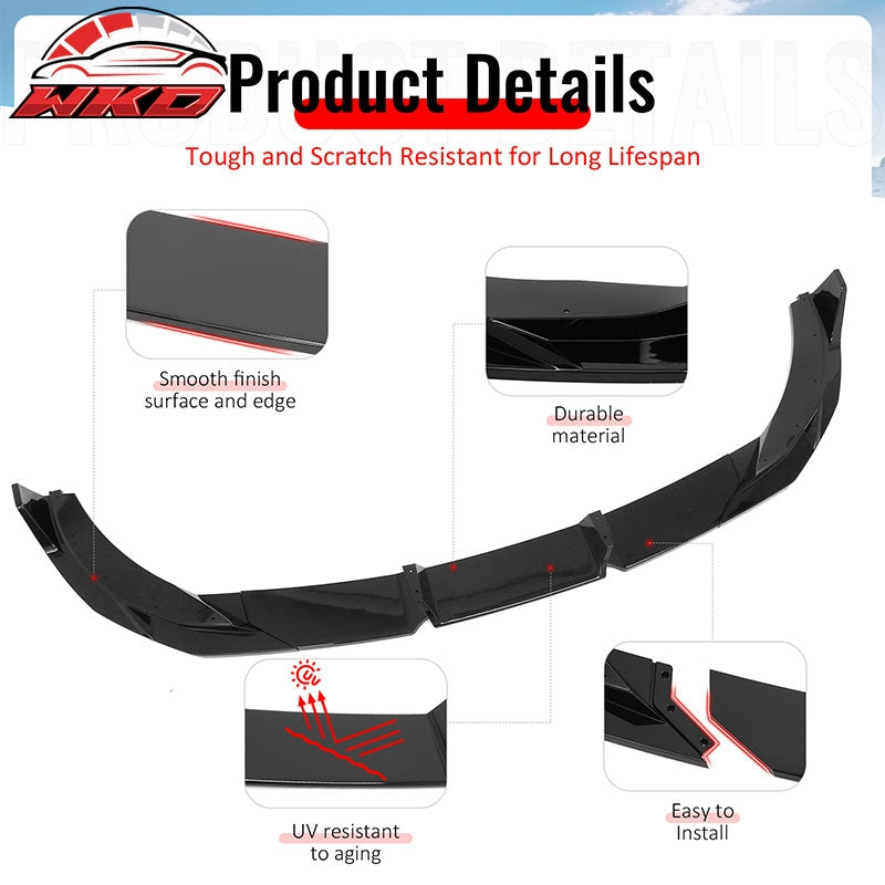 Wholesale 22-26 BMW 2-Series G42 IKON Front Bumper Lip Chin Spoiler Gloss Black ABS - Wikond Auto