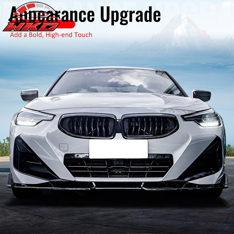Wholesale 22-26 BMW 2-Series G42 IKON Front Bumper Lip Chin Spoiler Gloss Black ABS - Wikond Auto