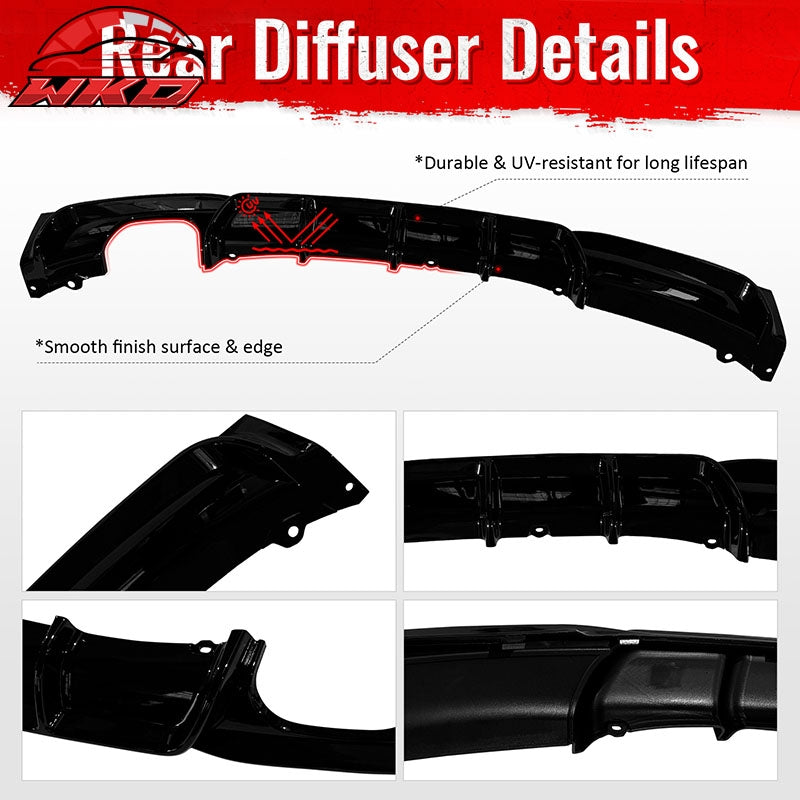 Fits 12-18 BMW 3 Series F30 F31 Gloss Black Rear Diffuser Single Side Exhaust