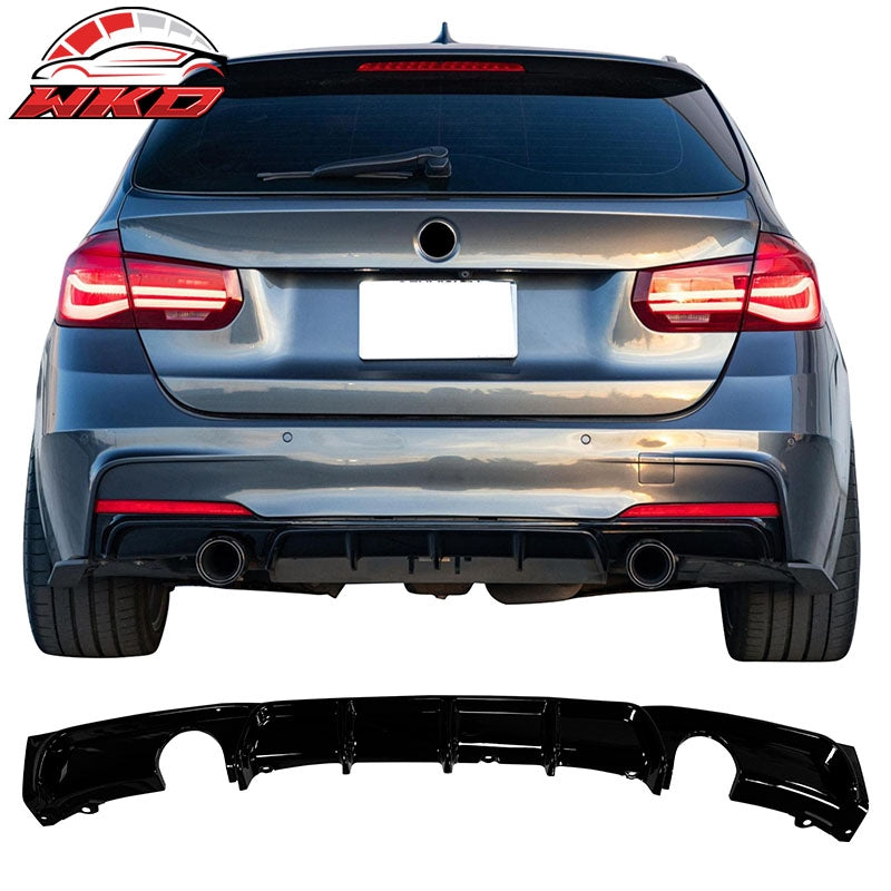 Wholesale 12-18 BMW 3 Series F30 F31 Gloss Black Rear Diffuser Lip Dual Side Exhaust