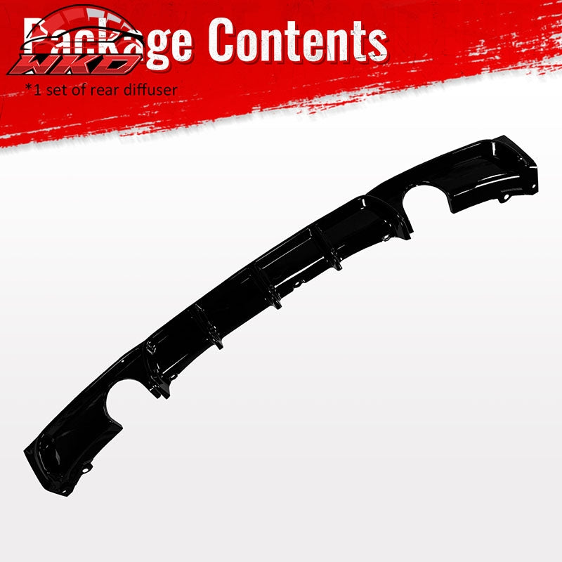 Fits 12-18 BMW 3 Series F30 F31 Gloss Black Rear Diffuser Lip Dual Side Exhaust