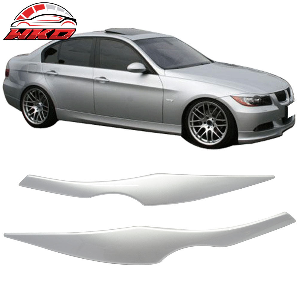 Fits 06-11 BMW E90 3-Series Sedan Headlight Eyebrows Eyelid Painted #354 Silver