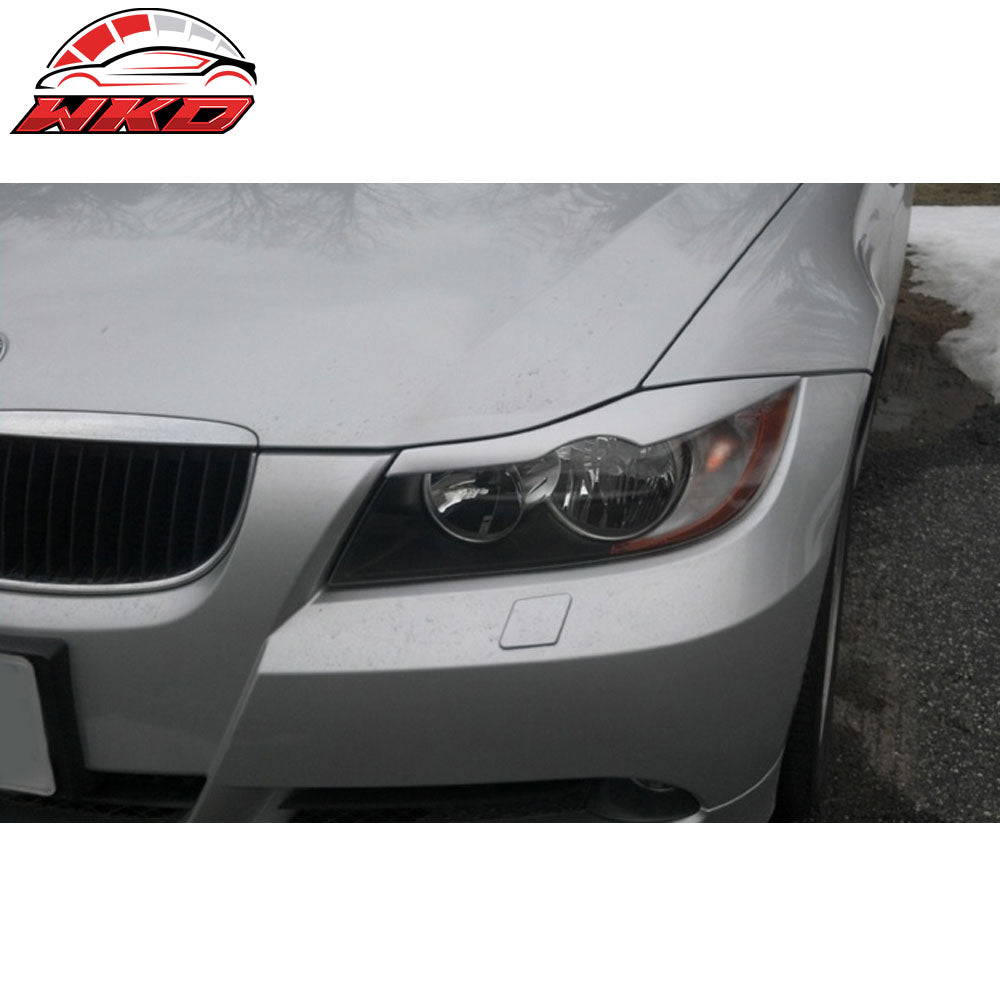 Fits 06-11 BMW E90 3-Series Sedan Headlight Eyebrows Eyelid Painted #668 Black