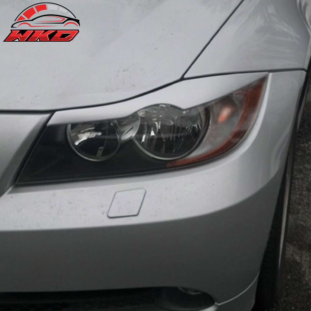 Fits 06-11 BMW E90 3-Series Sedan Headlight Eyebrows Eyelids Painted #475 Black