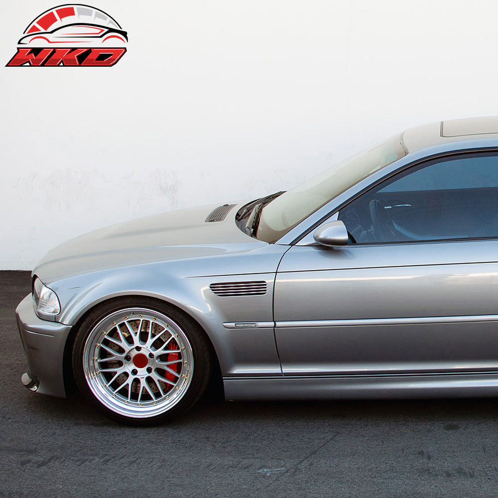 Fits 02-04 BMW E46 3 Series 4D M3 Style Metal Fenders + Chrome Side Vent