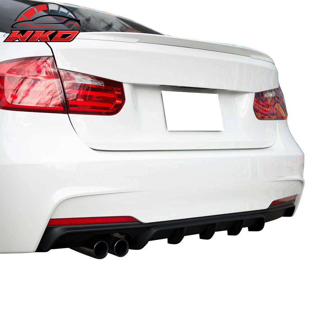 Fits 12-18 BMW F30 M Sport M Performance Rear Bumper Twin Muffler Single Outlet