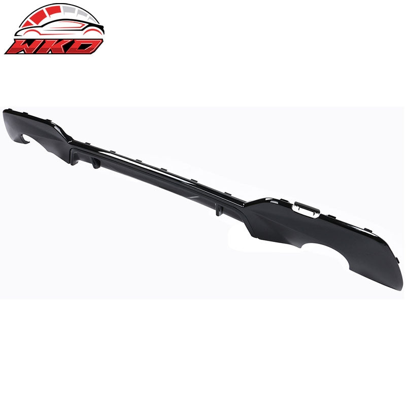 Fits 19-22 BMW 330i M Sport Dual Single Exhaust Rear Lip Diffuser Gloss Black PP