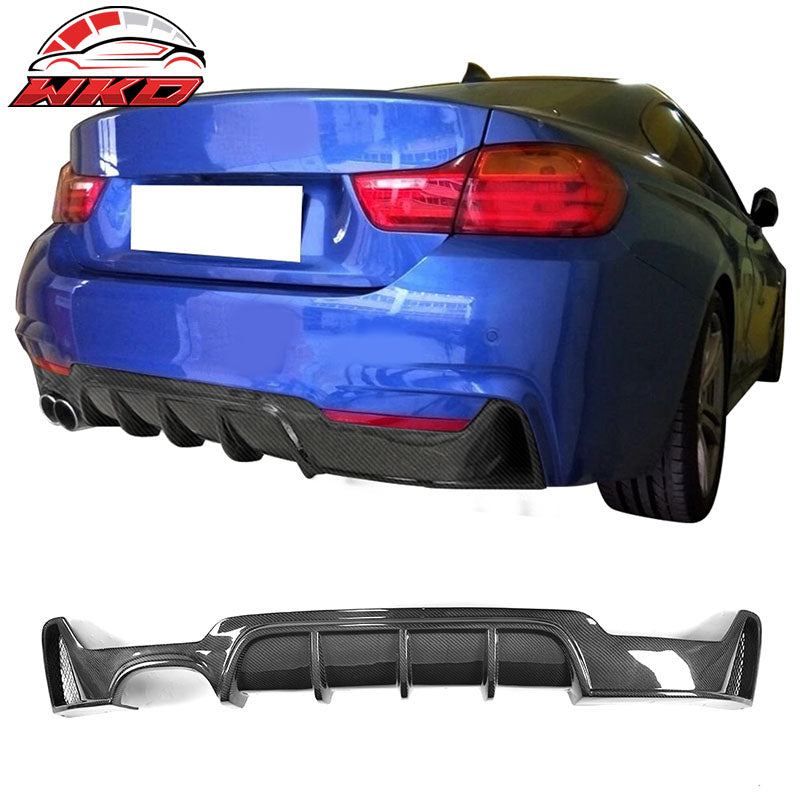 Fit 14-20 BMW 4 Series Performance Style Rear Bumper Diffuser Matte Carbon Fiber