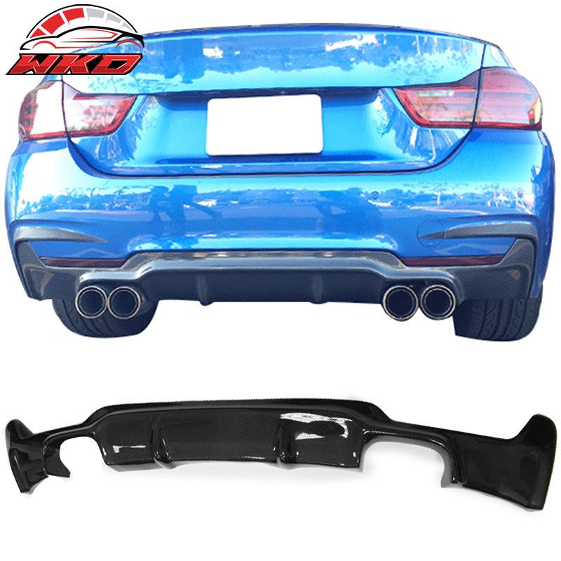 Fits 14-20 BMW F32 F33 F36 4-Series 3D Type Carbon Fiber CF Rear Bumper Diffuser