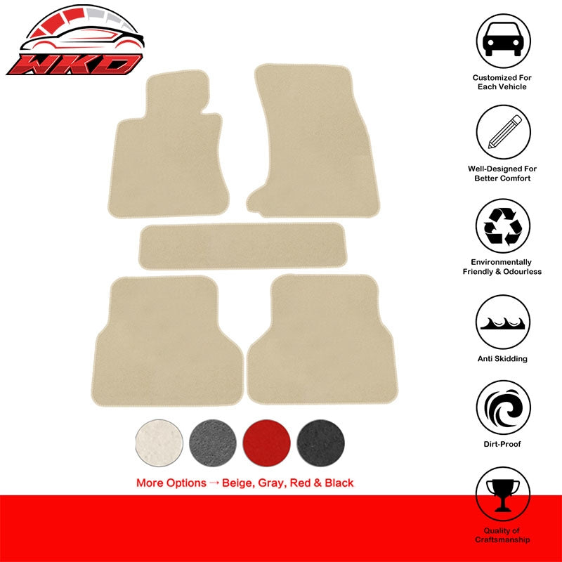 04-09 E60 5-Series 525i 528i Floor Mats Liner Nylon Beige Carpet 5PC FOR: (BMW)