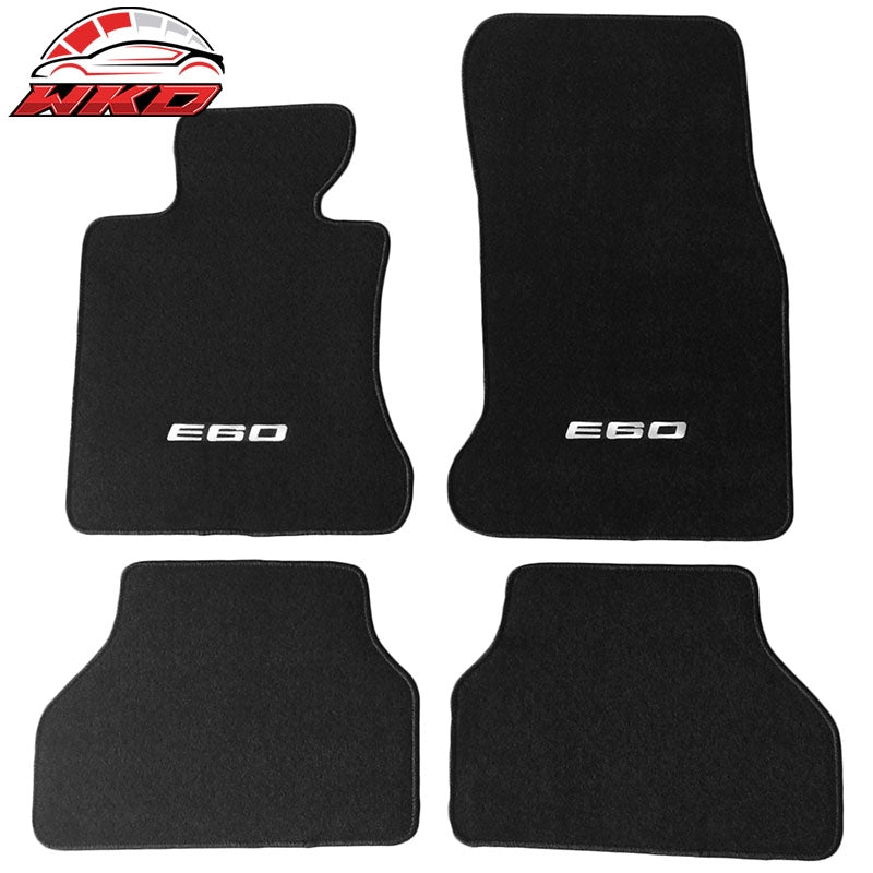 Wholesale 05-10 E60 Logo 5-Series 4PC Front Rear Nylon Floor Mats Carpets Black FOR: (BMW)