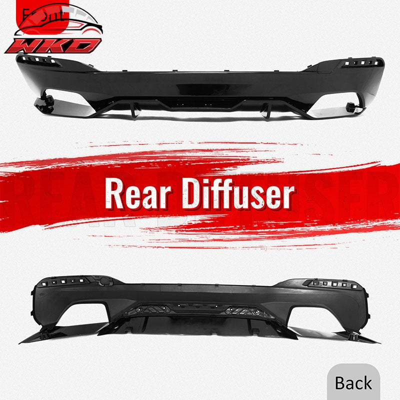 For 17-23 BMW 5 Series G30 M Sport Gloss Black Rear Diffuser M Performance Style