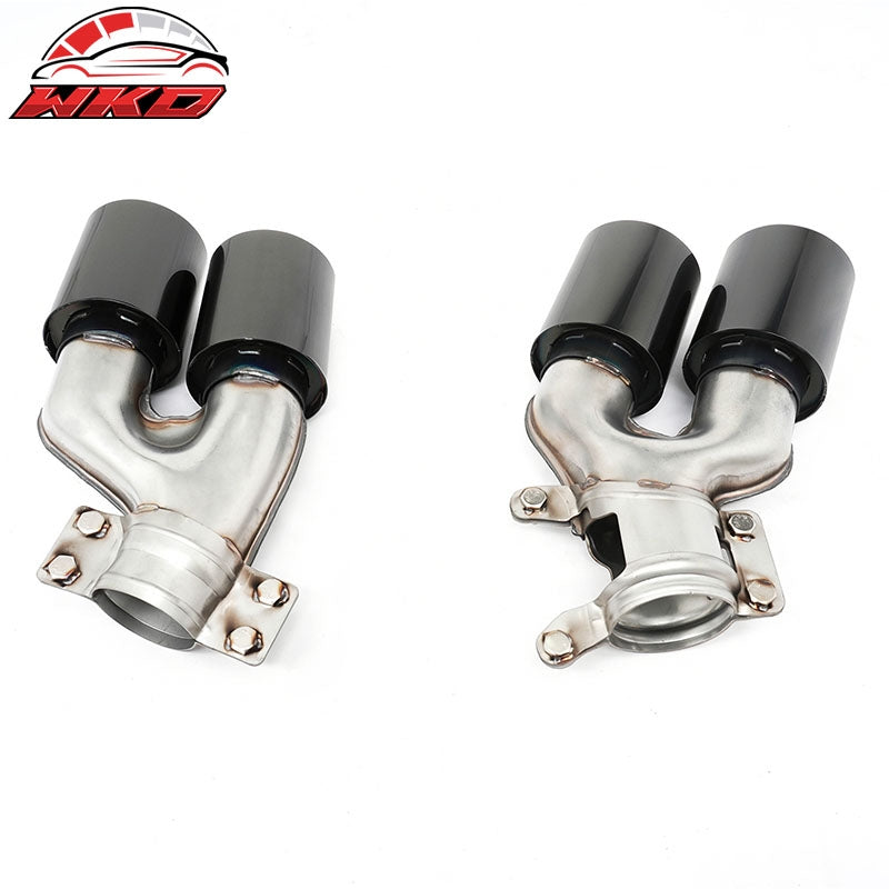 Fits 17-20 BMW 5 Series G30 M5 Style Stainless Steel Quad Exhaust Tips - Black