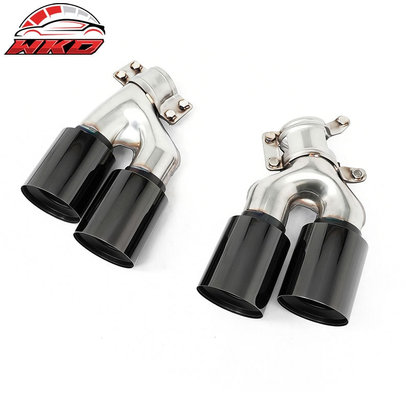 Fits 17-20 BMW 5 Series G30 M5 Style Stainless Steel Quad Exhaust Tips - Black