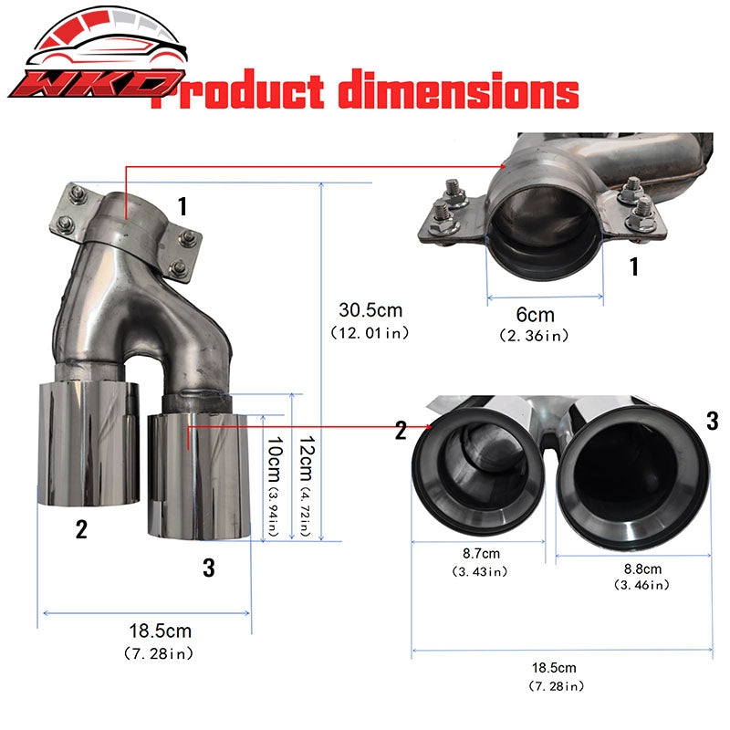 Fits 17-20 BMW 5 Series G30 M5 Style Stainless Steel Quad Exhaust Tips - Black