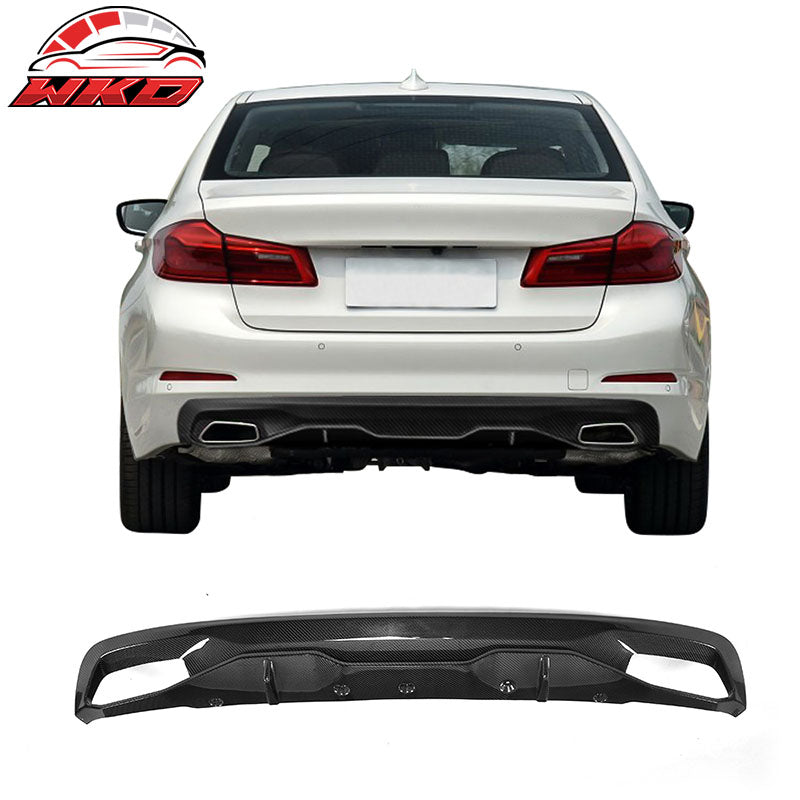Fits 17-20 BMW G30 5 Series MP Style Rear Bumper Lip Diffuser Matte Carbon Fiber