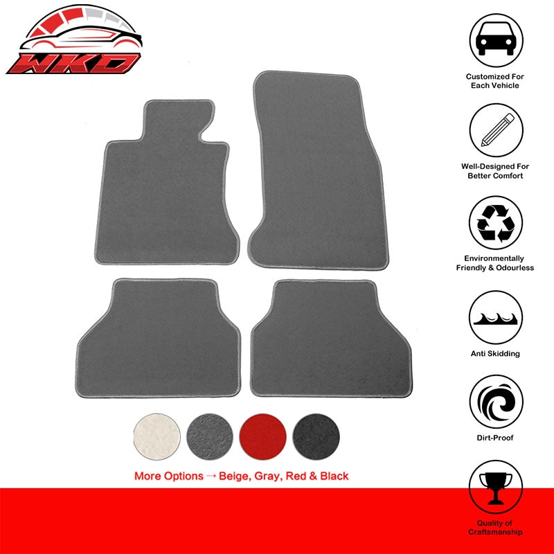05-10 E60 5-Series Sedan Floor Mat Front & Rear Nylon Grey Carpet 4PC FOR: (BMW)