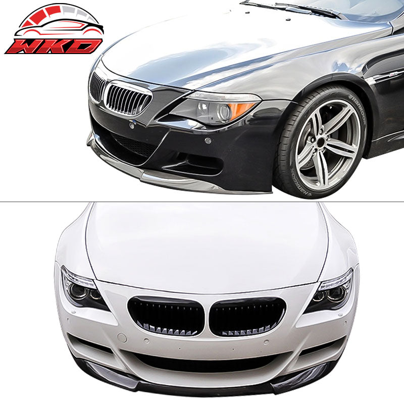 Fits 06-10 BMW 6 Series E64 M6 V Style Front Bumper Lip Spoiler Kit Carbon Fiber