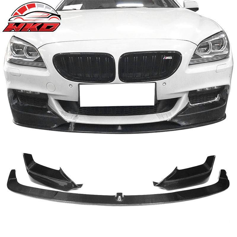 Fits 12-17 BMW 6 Series F12 F13 M Sport P Style Front Bumper Lip + Splitters CF