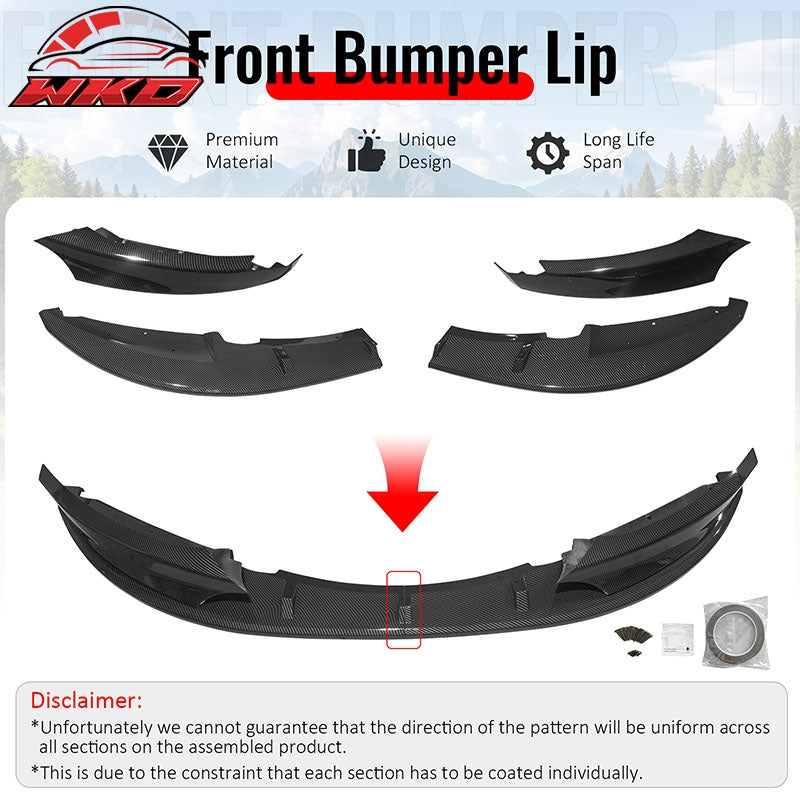 Wholesale 08-13 BMW E82 E88 1-Series M Sport Front Bumper Lip Carbon Fiber Print 4PCS - Wikond Auto