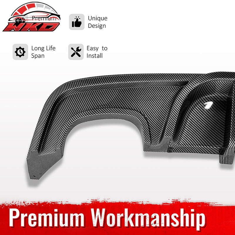 Fits 08-13 BMW E82 E88 M Performance Rear Diffuser W/ LED Carbon Fiber Print ABS
