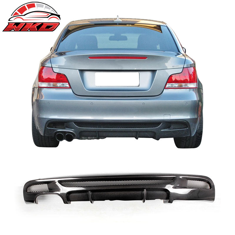 Fits 07-13 BMW E82 M-Tech M Sport Rear Bumper Lip Diffuser - Matte Carbon Fiber