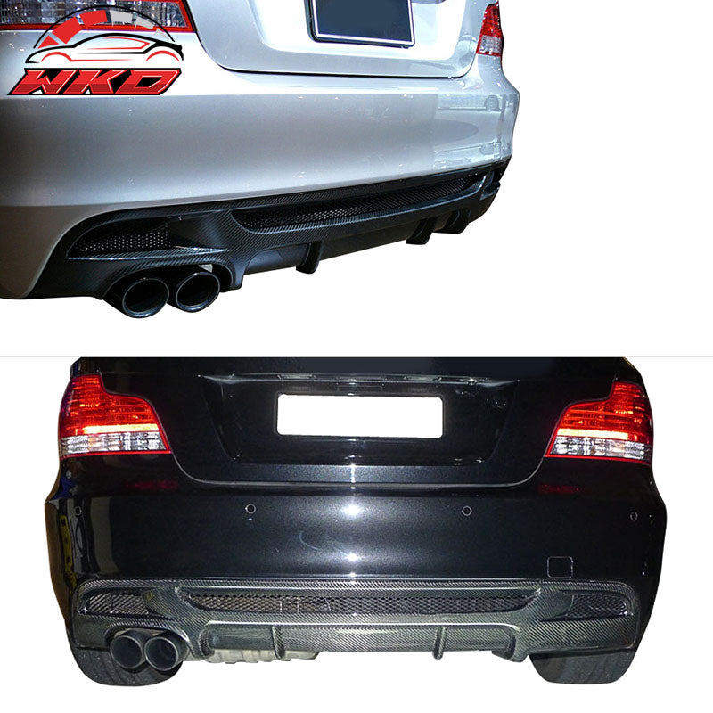 Fits 07-13 BMW E82 M-Tech M Sport Rear Bumper Lip Diffuser - Matte Carbon Fiber