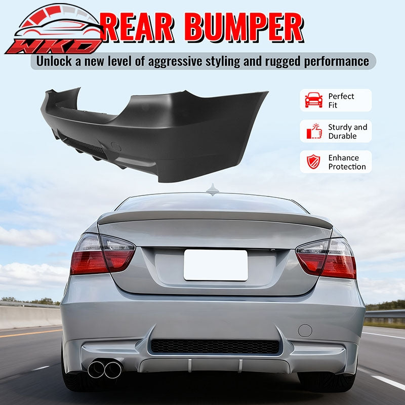 Fits 06-11 BMW E90 3-Series 325i 330i M3 Style Rear Bumper Cover Replacement PP