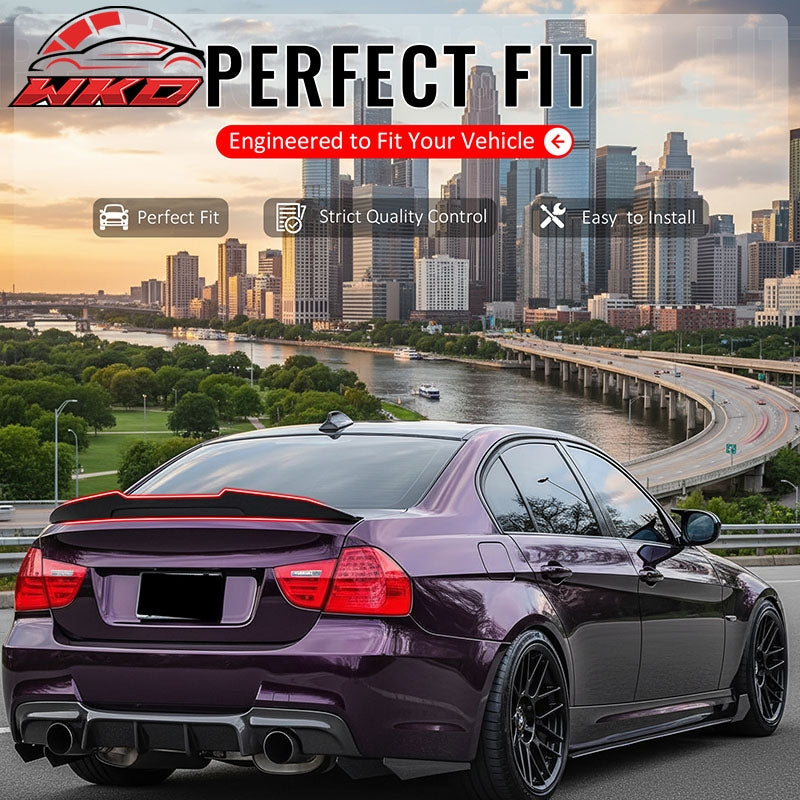 Fits 06-11 BMW E90 3-Series & M3 Sedan PSM Style Rear Trunk Spoiler Gloss Black