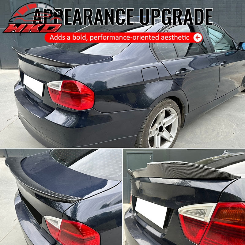 Fits 06-11 BMW E90 3-Series M3 Sedan PSM Style Trunk Spoiler Carbon Fiber Print
