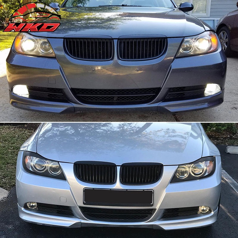 Fits 05-08 BMW E90 3-Series OE Style Front Bumper Lip Splitters Unpainted PP 2PC