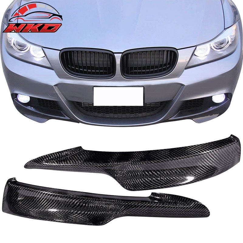 Fits 09-11 BMW E90 328i 335i MT Carbon Fiber Splitter Front Bumper Lip 2Pcs