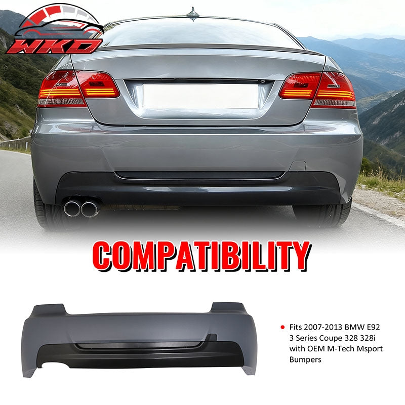Fits 07-13 BMW E92 3-Series 328 Coupe MT/M Sport Rear Bumper Cover W/Diffuser PP