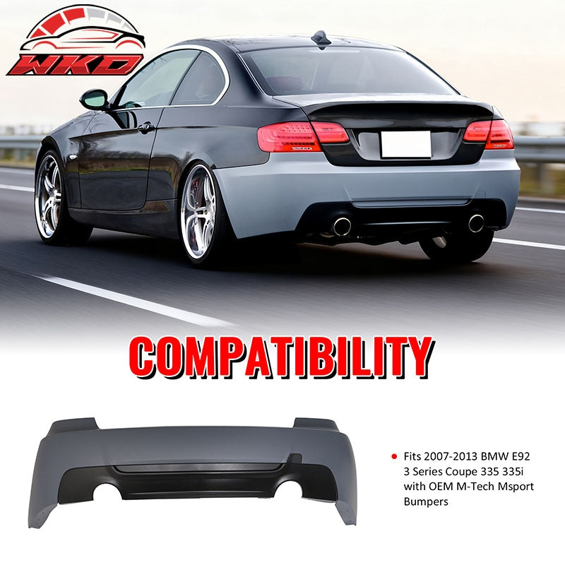 Fits 07-13 BMW E92 3-Series 335 Coupe MT/M Sport Rear Bumper Cover W/Diffuser PP