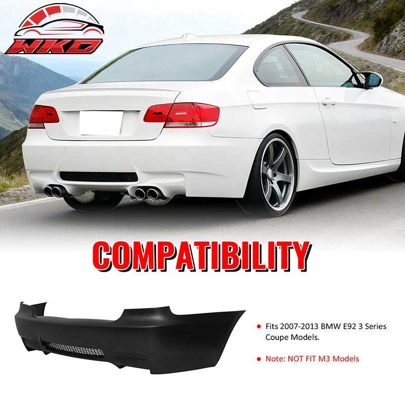 Fits 07-13 BMW E92 3-Series Coupe 2Dr M3 Style Rear Bumper Cover Replacement PP