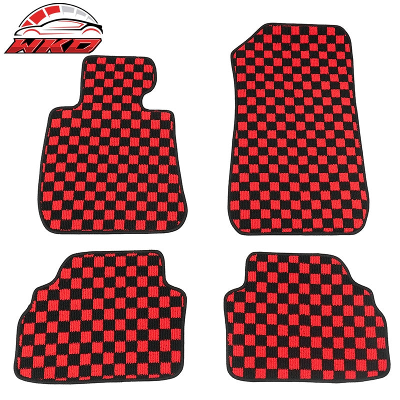 Wholesale 07-13 BMW E92 3-Series Coupe Floor Mats Checkered Carpets Black Red Plaid