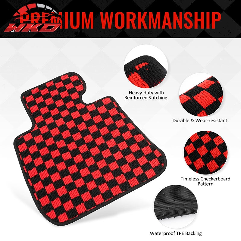 Fits 07-13 BMW E92 3-Series Coupe Floor Mats Checkered Carpets Black Red Plaid